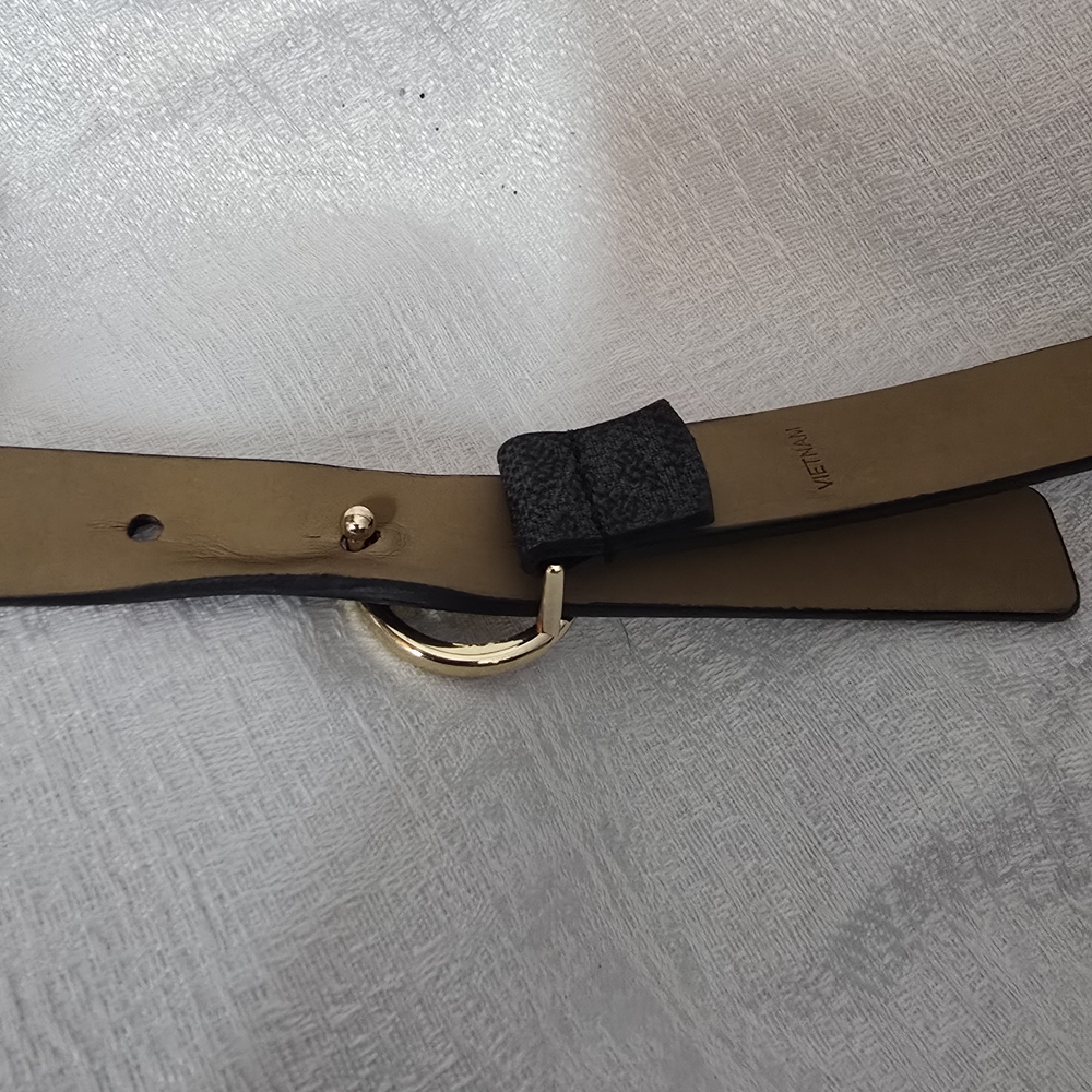 Michael Kors Black Belt with Gold Logo - Picture 2 of 5